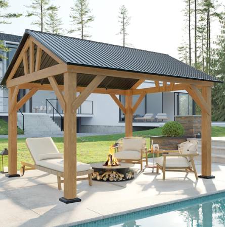 AMERLIFE 10x12 ft Wood Gazebo