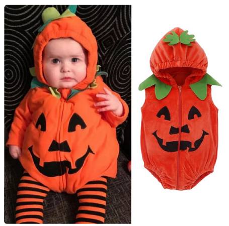 Baby Boys Girls Newborn Halloween Pumpkin Costume Sleeveless Hoodie Party Fancy Outfits Clothes