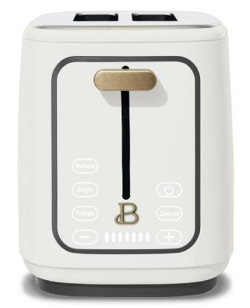 Beautiful 2 Slice Toaster with Touch-Activated Display, White Icing by Drew Barrymore