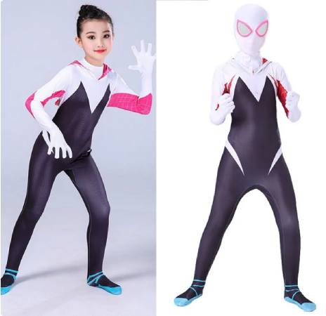 Girls Spider Superhero Costume Kids Halloween Cosplay Bodysuit Jumpsuit