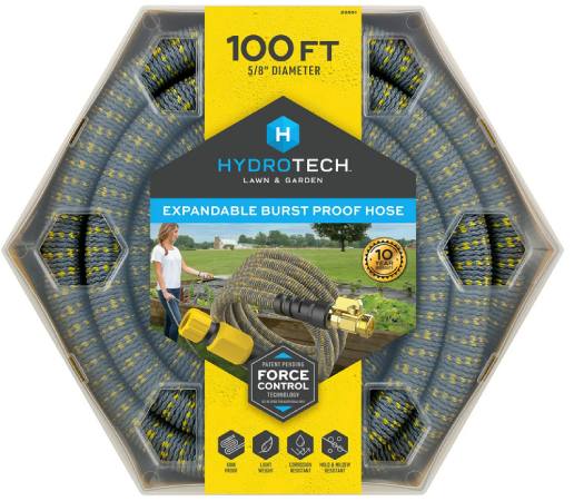 HydroTech Burst Proof Expandable Garden Hose - Water Hose, 5_8 in Dia. x 100 ft