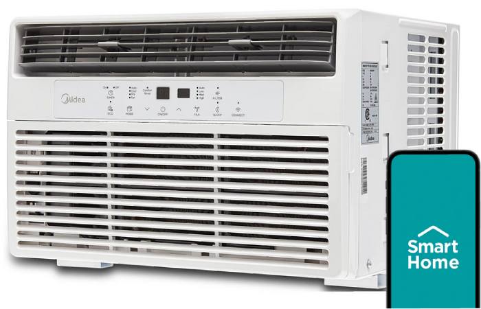 Midea 8,000 BTU 115V Smart Window Air Conditioner with Comfort Sense Remote, Up to 350 Sq. ft., White, MAW08S1DWWT