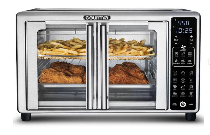 New Gourmia 6-Slice Digital Toaster Oven Air Fryer with 19 One-Touch Presets, Stainless Steel