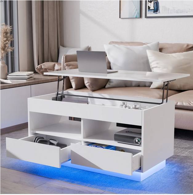 Hommpa Lift Top Coffee Table with LED Lights 40