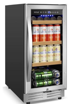 Tittla 130 Cans (12 oz) 3.1 Cubic Feet Under Counter Beverage Refrigerator Cooler Mini Fridges for Bedrooms