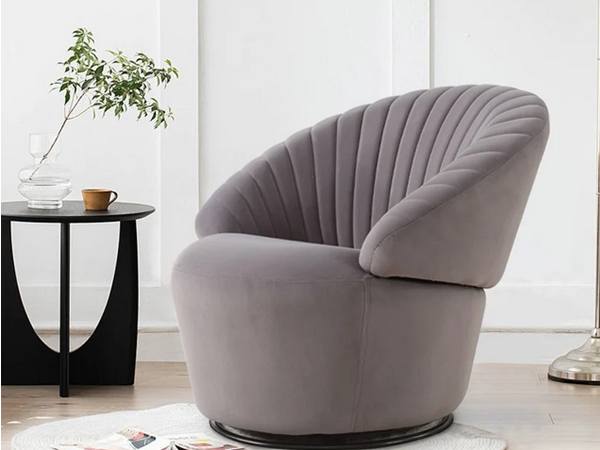 YUUIJOAA Swivel Barrel Chair Comfy Velvet Tufted Accent Chair